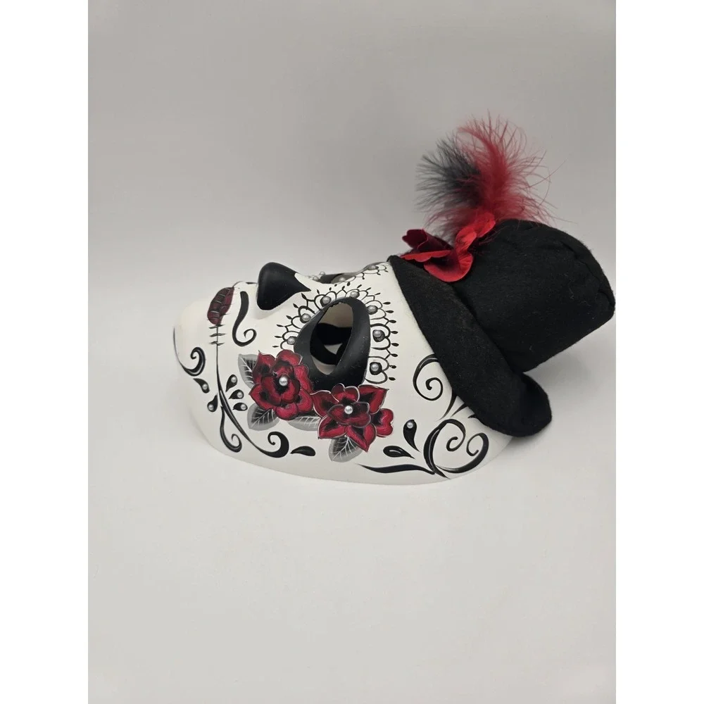 Day of the Dead Mask Hat Feather Male Halloween Full Face Mask